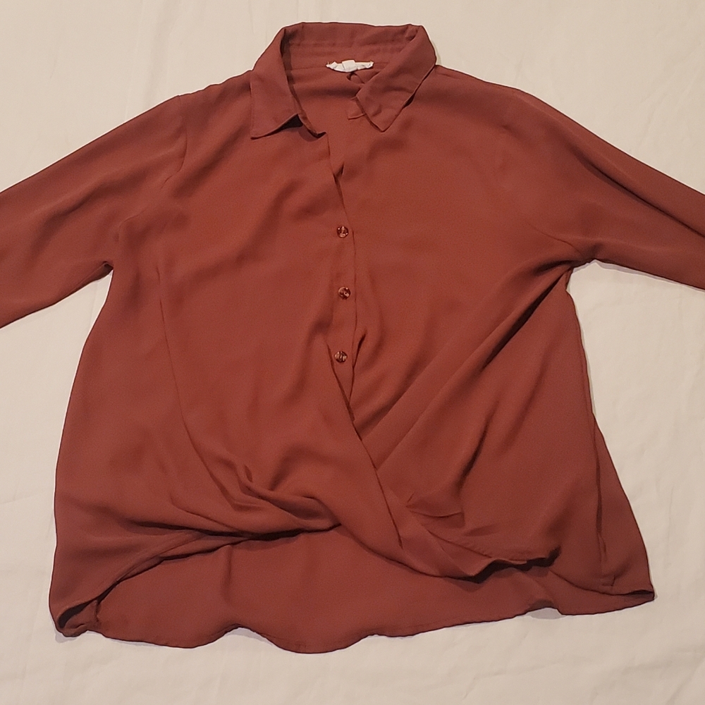 MINE Rust Button-Up Blouse